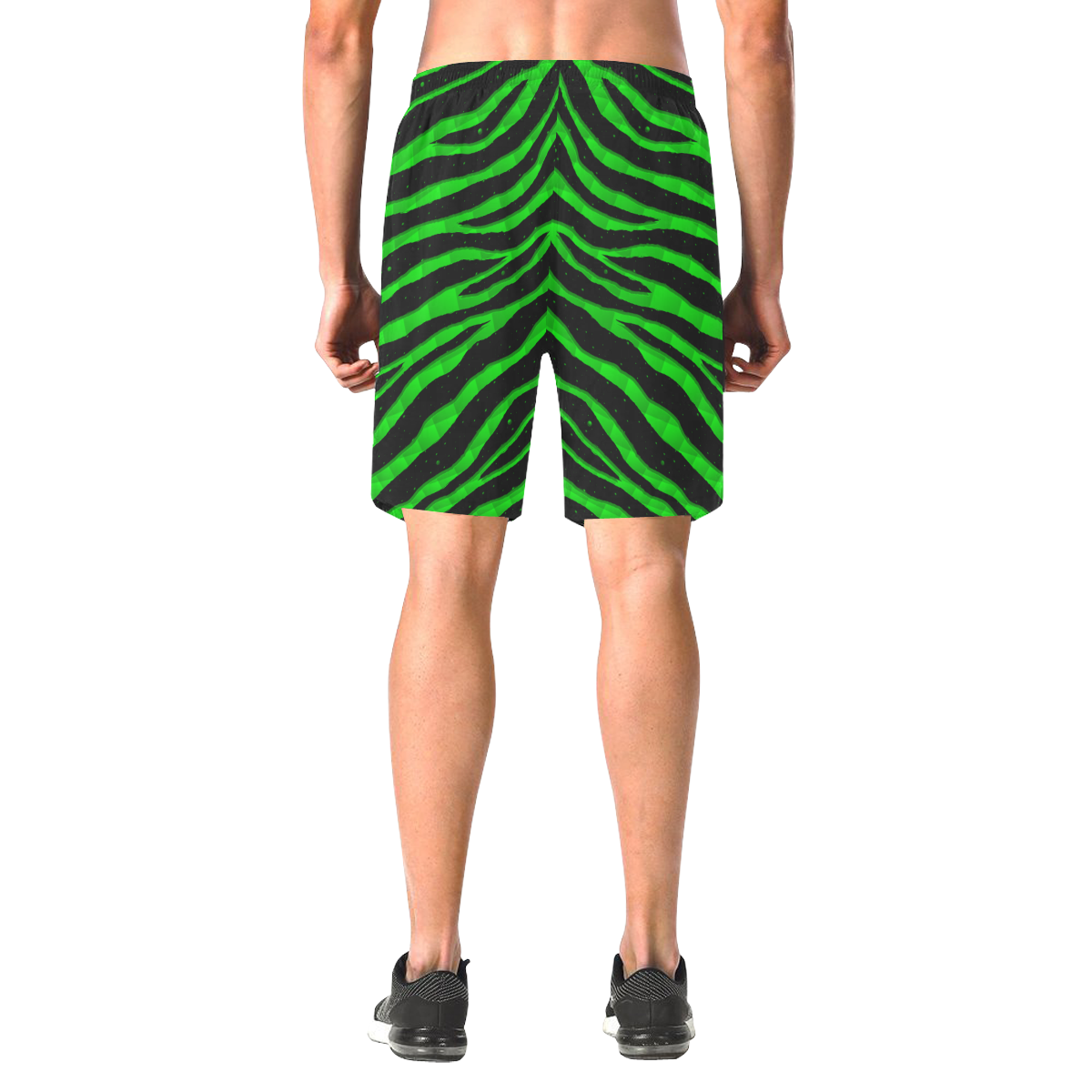 Ripped SpaceTime Stripes - Green Men's All Over Print Elastic Beach Shorts (Model L20)