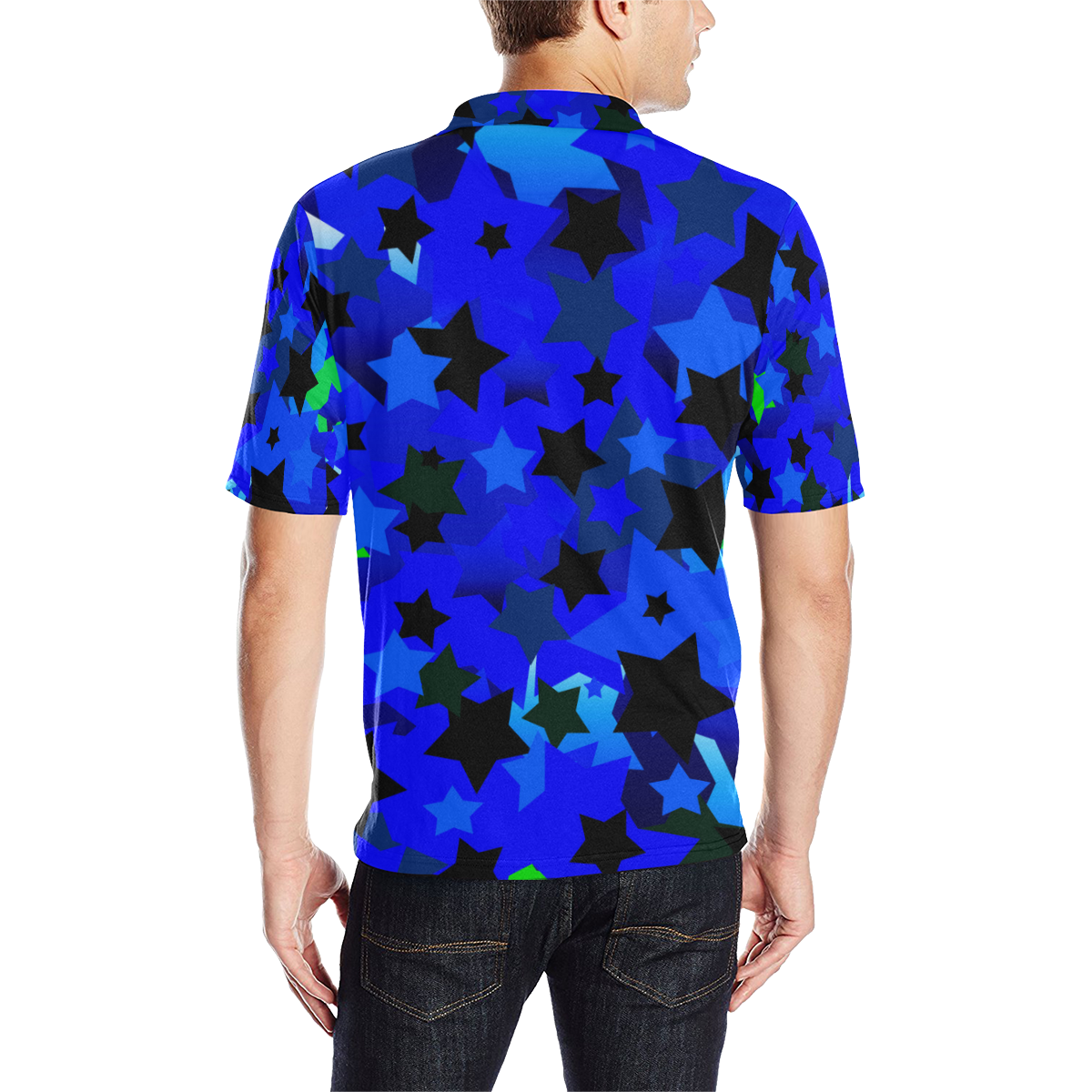 Punk Rock Stars Blue Men's All Over Print Polo Shirt (Model T55)