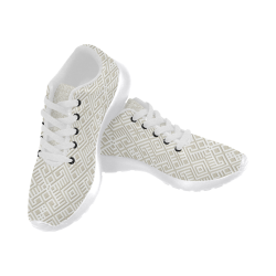 White 3D Geometric Pattern Women’s Running Shoes (Model 020)