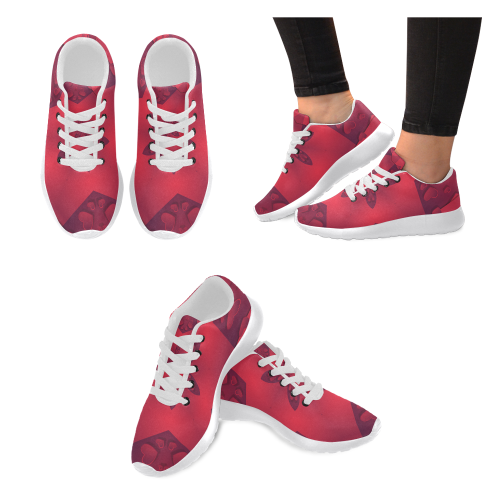 Love and Romance Red Star and Hearts Women’s Running Shoes (Model 020)