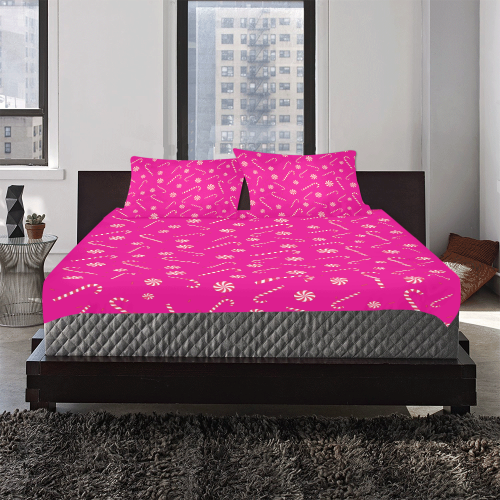Candy CANE CHRISTMAS PINK 3-Piece Bedding Set