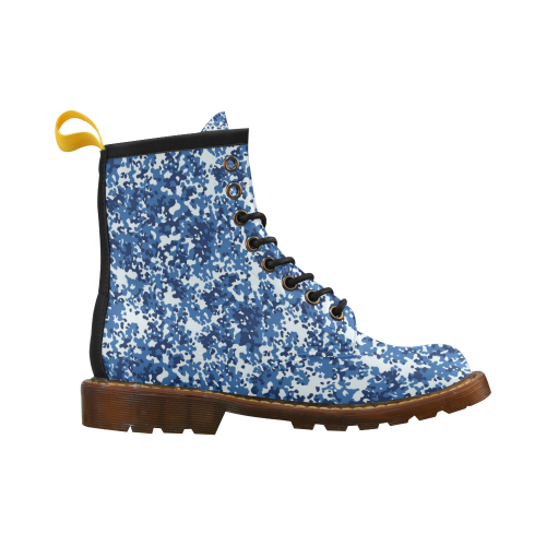 Digital Blue Camouflage High Grade PU Leather Martin Boots For Women Model 402H