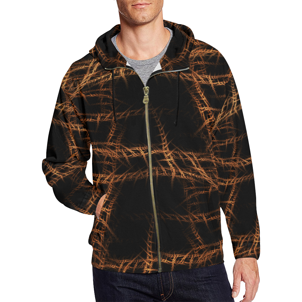 Trapped All Over Print Full Zip Hoodie for Men (Model H14)