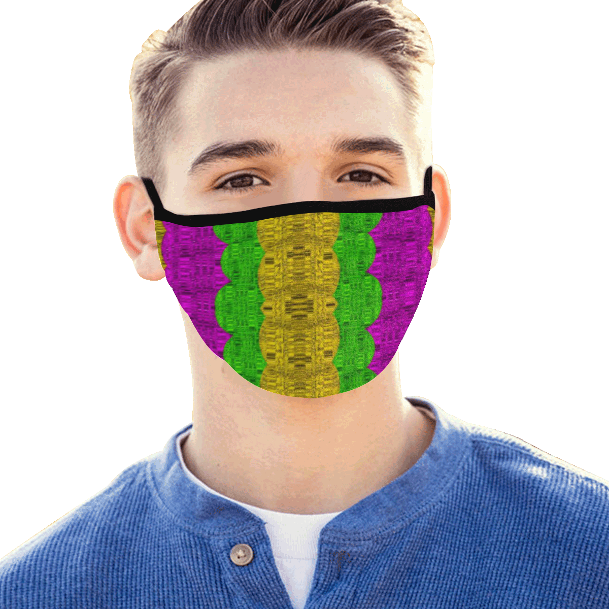 Hipster or hippie in  pattern style Mouth Mask