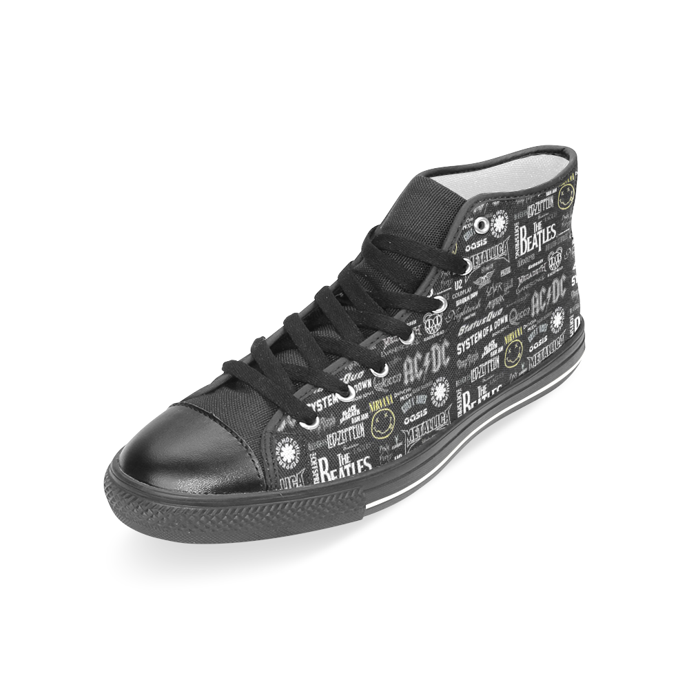 Band Logo Pattern Women's Classic High Top Canvas Shoes (Model 017)