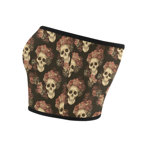 Skull and Rose Pattern Bandeau Top