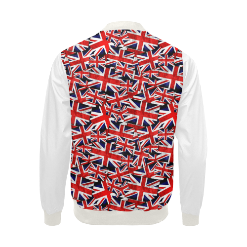 Union Jack British UK Flag (Vest Style) White All Over Print Bomber Jacket for Men/Large Size (Model H19)