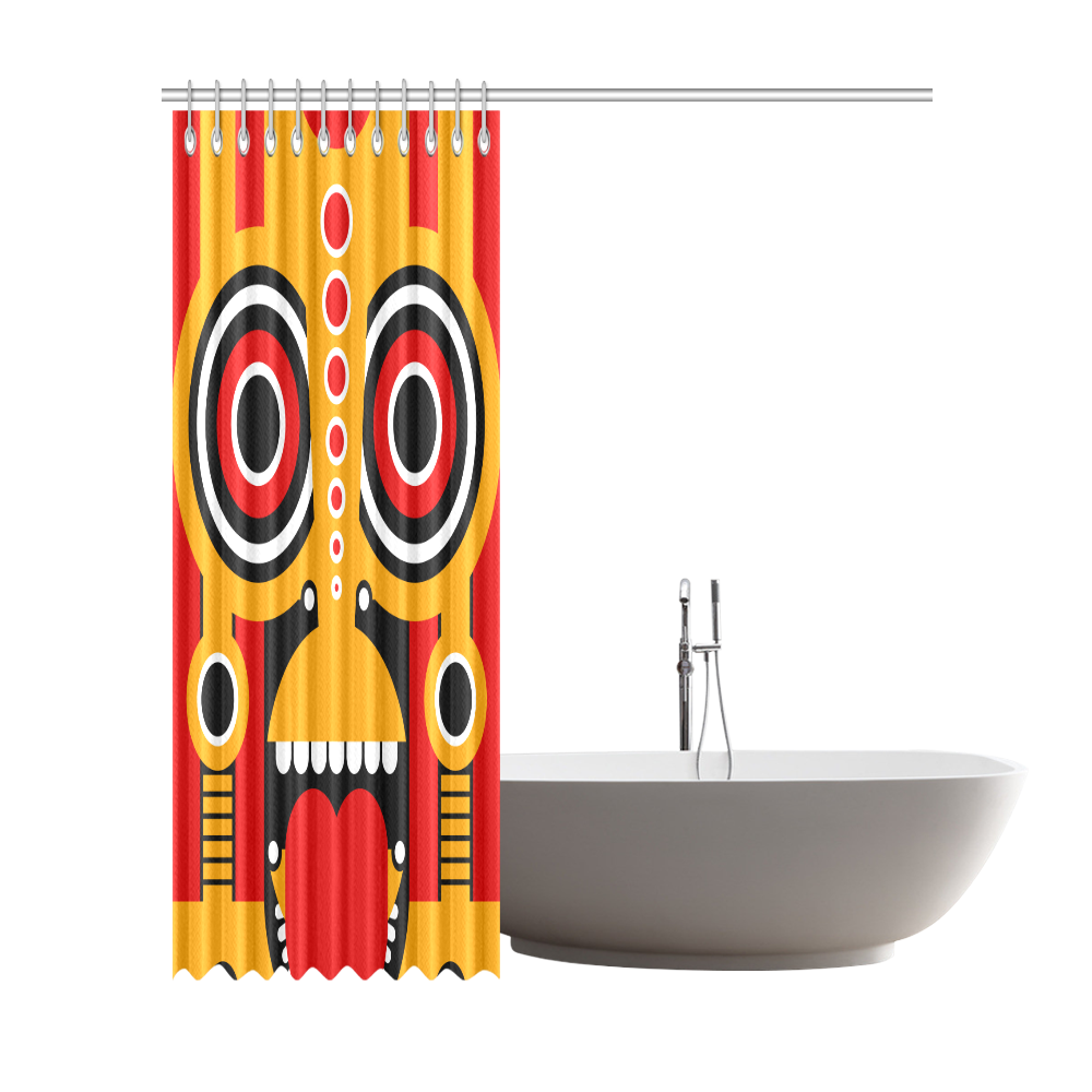 Red Yellow Tiki Tribal Shower Curtain 72"x84"
