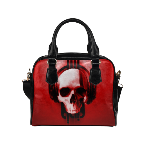 Cool Skulls Deep Red Metallic Shoulder Handbag (Model 1634)