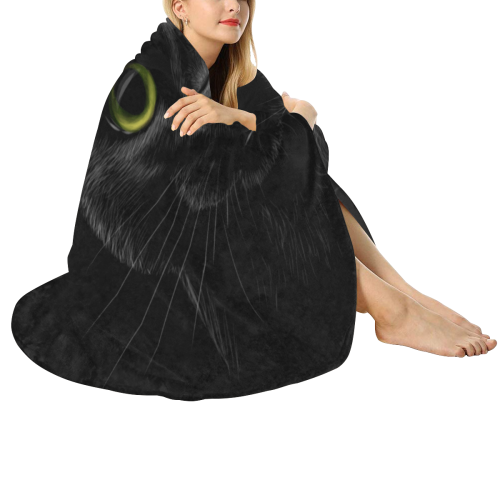 Black Cat Circular Ultra-Soft Micro Fleece Blanket 47"