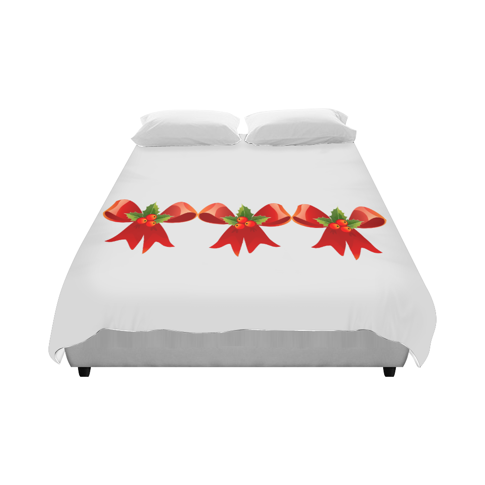 Red Christmas Bows and Holly Duvet Cover 86"x70" ( All-over-print)