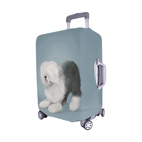 sheepdog-playing5 Luggage Cover/Medium 22"-25"