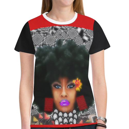 FUEL UP T SHI RED New All Over Print T-shirt for Women (Model T45)