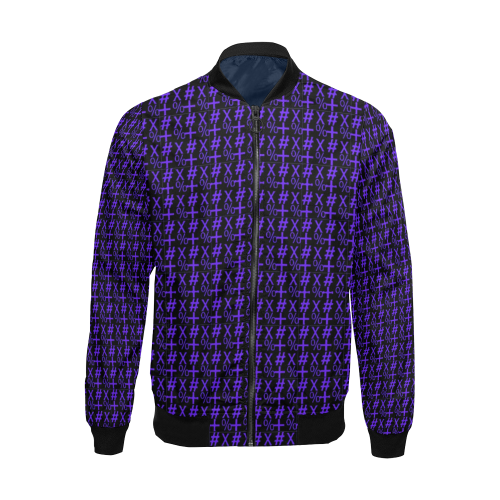 NUMBERS Collection Symbols Purple/Black All Over Print Bomber Jacket for Men (Model H19)