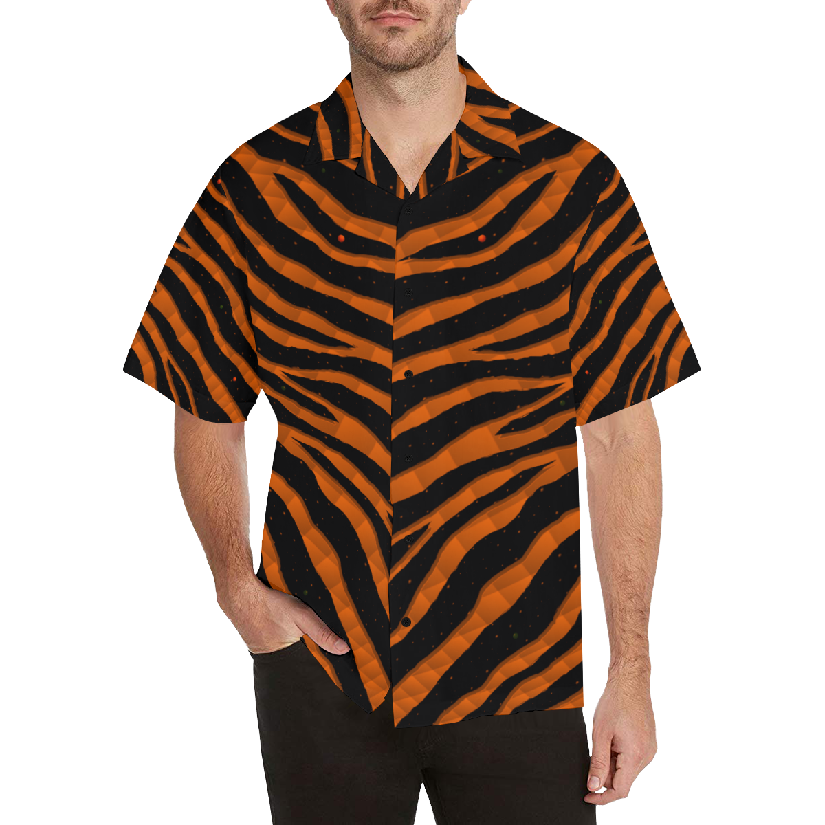 Ripped SpaceTime Stripes - Orange Hawaiian Shirt (Model T58)