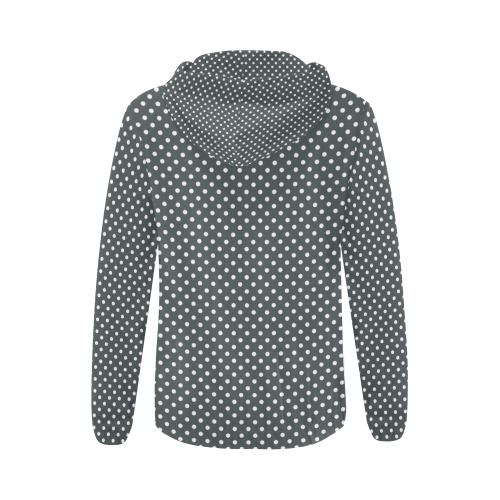 Silver polka dots All Over Print Full Zip Hoodie for Women (Model H14)