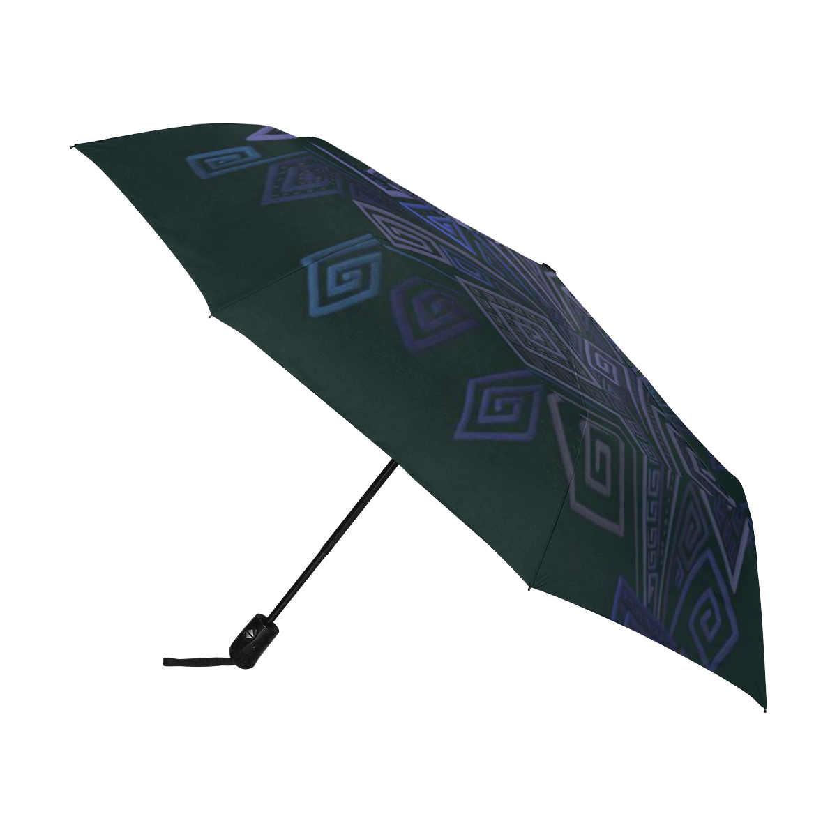 Psychedelic 3D Square Spirals - blue and violet Anti-UV Auto-Foldable Umbrella (U09)