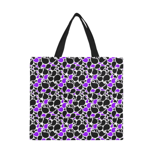 purple black paisley All Over Print Canvas Tote Bag/Large (Model 1699)