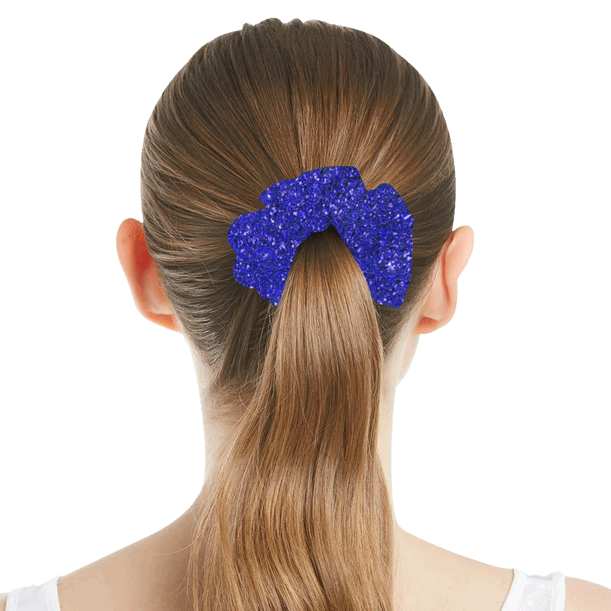 Blue Glitter All Over Print Hair Scrunchie