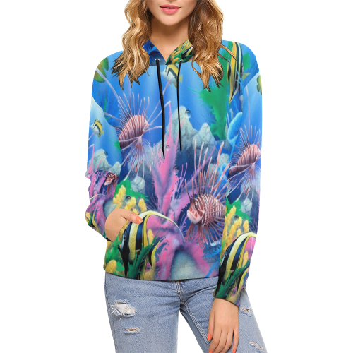 Under the Ocean All Over Print Hoodie for Women (USA Size) (Model H13)
