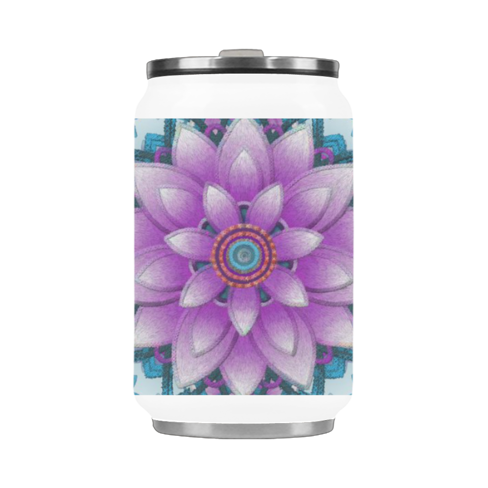 Lotus Flower Pattern - Purple and turquoise Stainless Steel Vacuum Mug (10.3OZ)