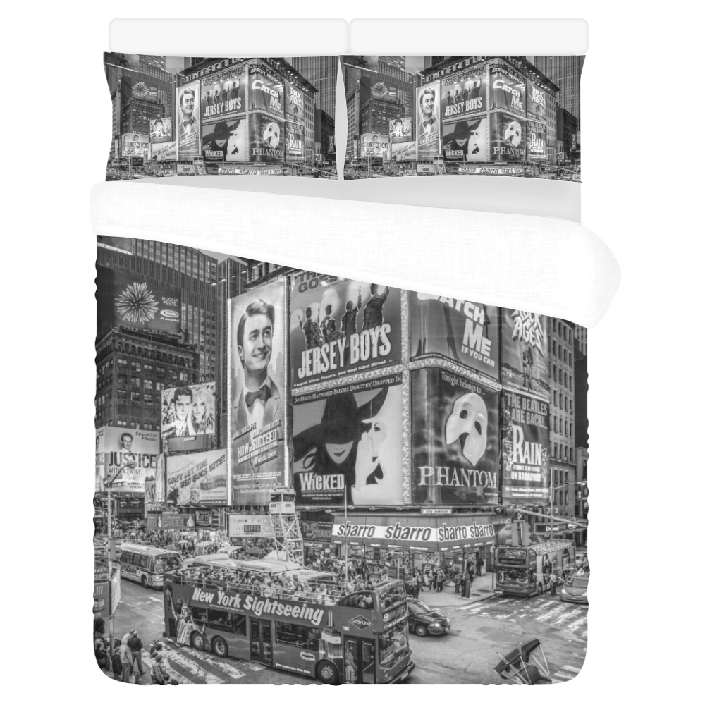 Times Square III Special Finale Edition B&W 3-Piece Bedding Set