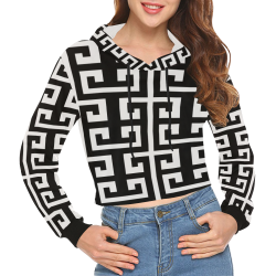 Classic All Over Print Crop Hoodie for Women (Model H22)