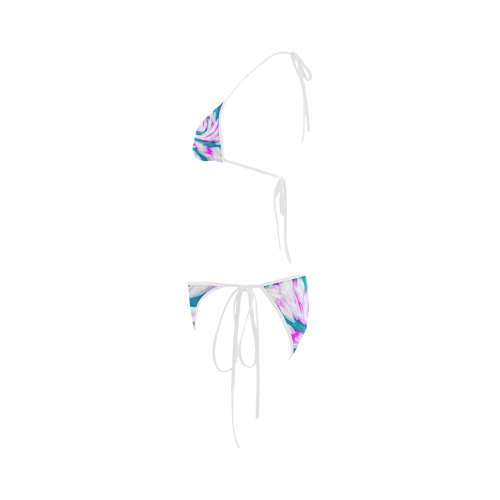 Turquoise Pink Tie Dye Swirl Abstract Custom Bikini Swimsuit