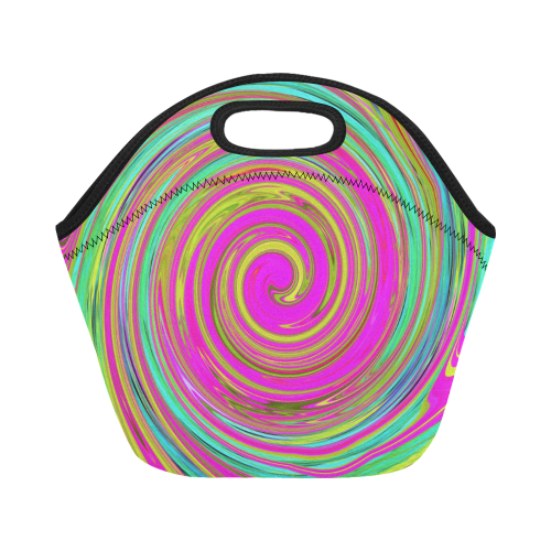 Groovy Abstract Pink Swirl Neoprene Lunch Bag/Small (Model 1669)