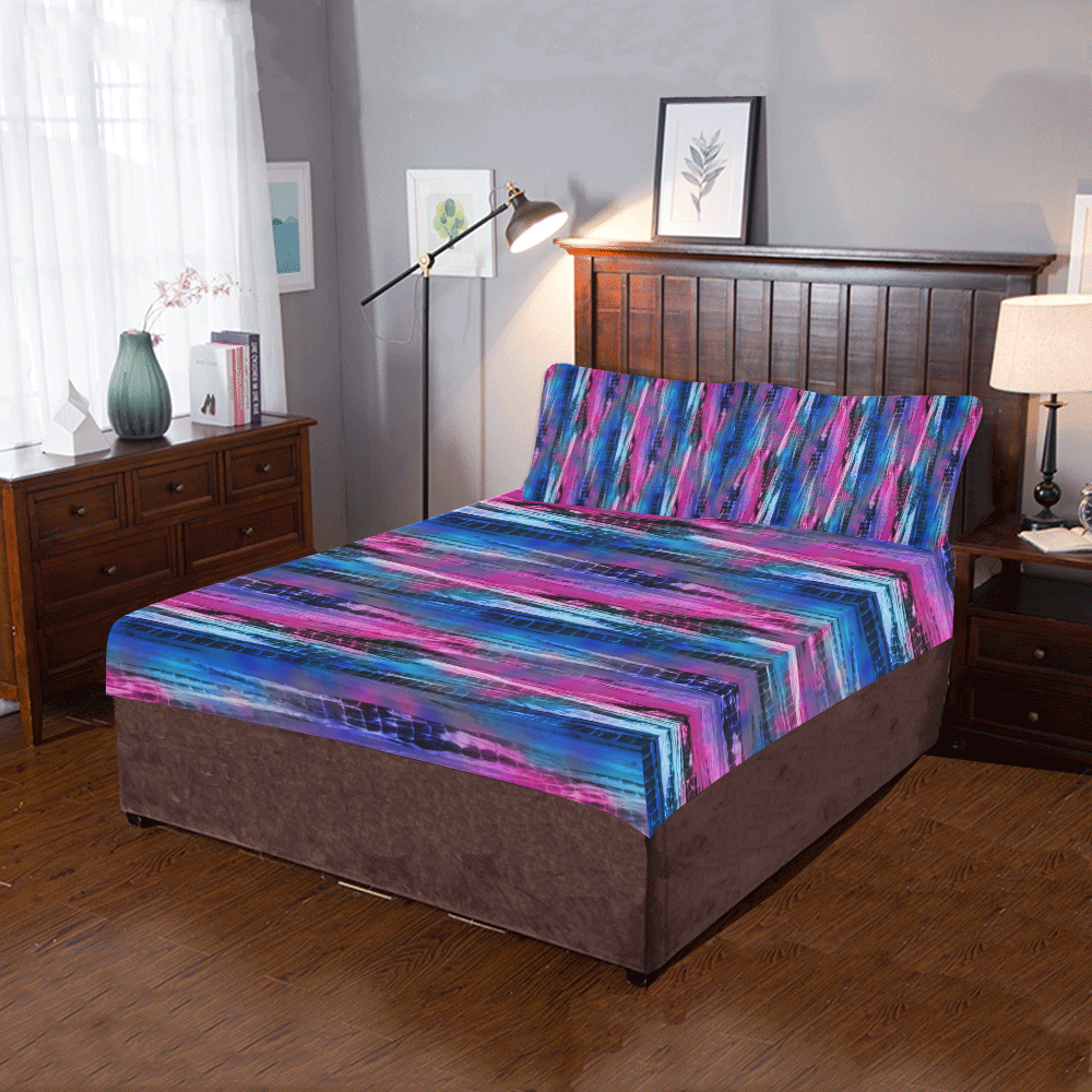 Blue and Pink Tie Dye 3-Piece Bedding Set