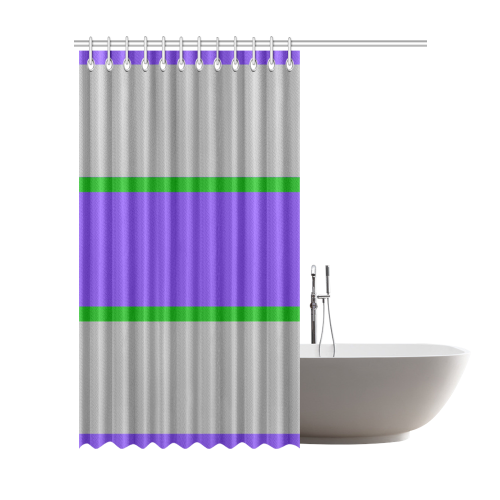 Purple, Gray and Green Stripes Shower Curtain 72"x84"