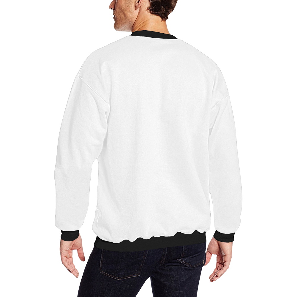 Lighthouse Modern White Men's Oversized Fleece Crew Sweatshirt (Model H18)