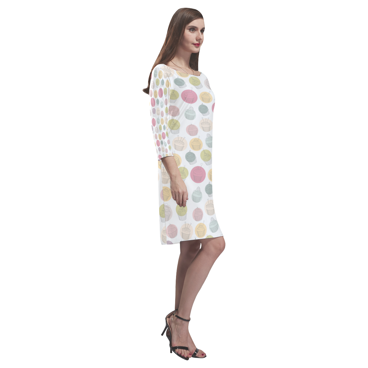 Colorful Cupcakes Rhea Loose Round Neck Dress(Model D22)