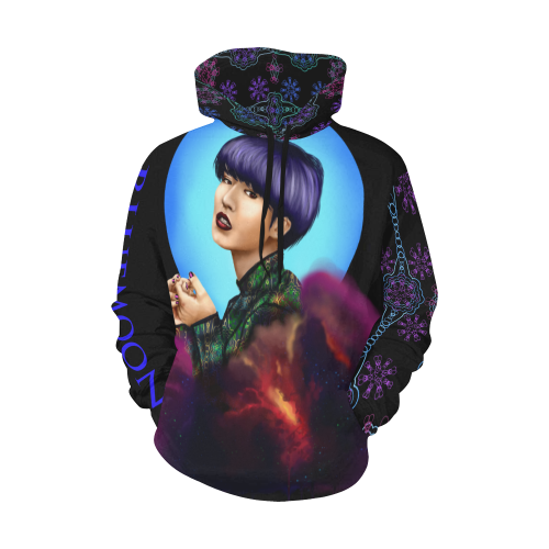 Blue Moon All Over Print Hoodie for Women (USA Size) (Model H13)