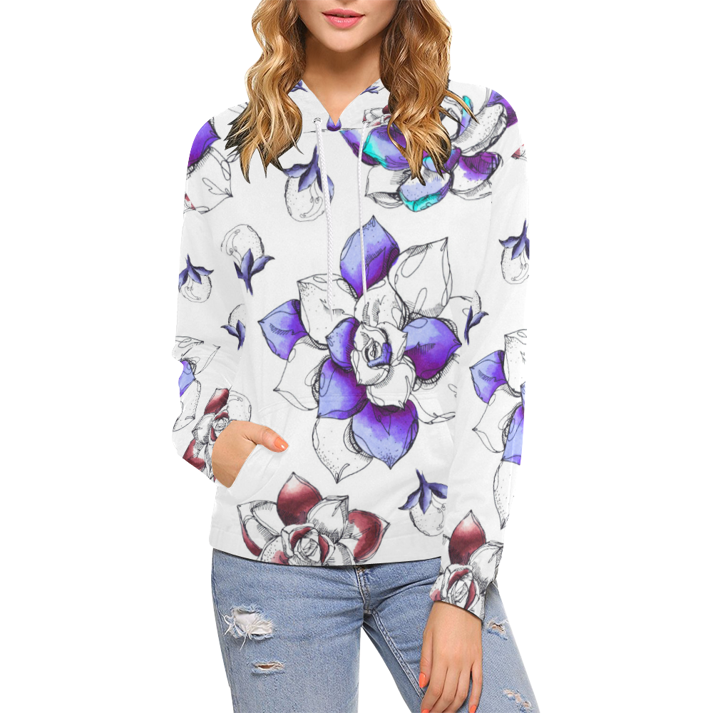 floral n All Over Print Hoodie for Women (USA Size) (Model H13)