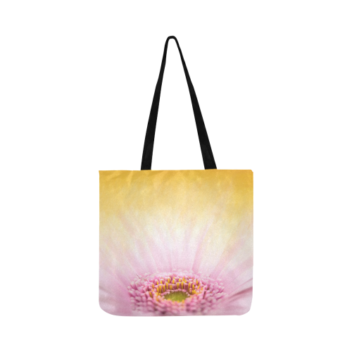 Gerbera Daisy - Pink Flower on Watercolor Yellow Reusable Shopping Bag Model 1660 (Two sides)