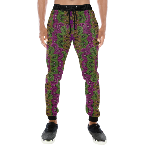 Peacock lace in the nature Men's All Over Print Sweatpants/Large Size (Model L11)