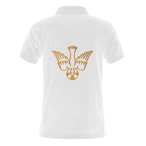Christian Symbols Golden Holy Spirit on White Men's Polo Shirt (Model T24)