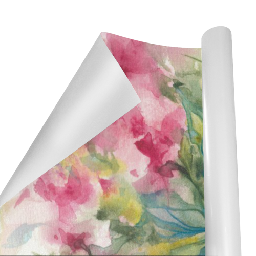 Pink Dreamy Flowers watercolors -floral Gift Wrapping Paper 58"x 23" (1 Roll)