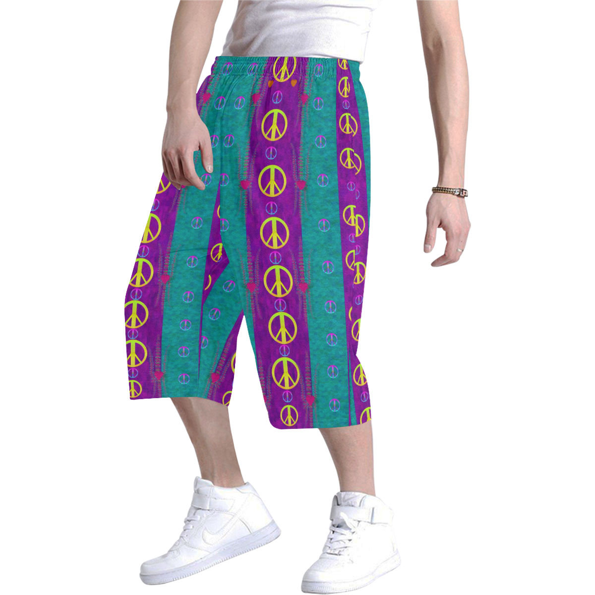 Peace be with us this wonderful year in true love Men's All Over Print Baggy Shorts (Model L37)