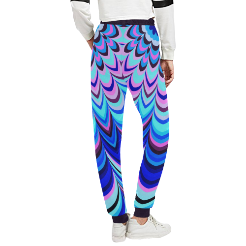 Neon blue striped pattern Unisex All Over Print Sweatpants (Model L11)