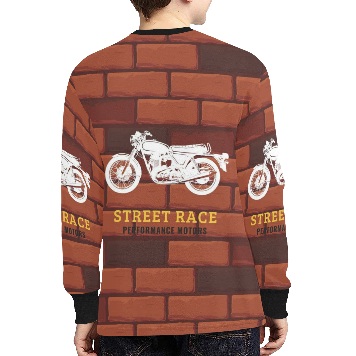 moto vintage Kids' Rib Cuff Long Sleeve T-shirt (Model T64)