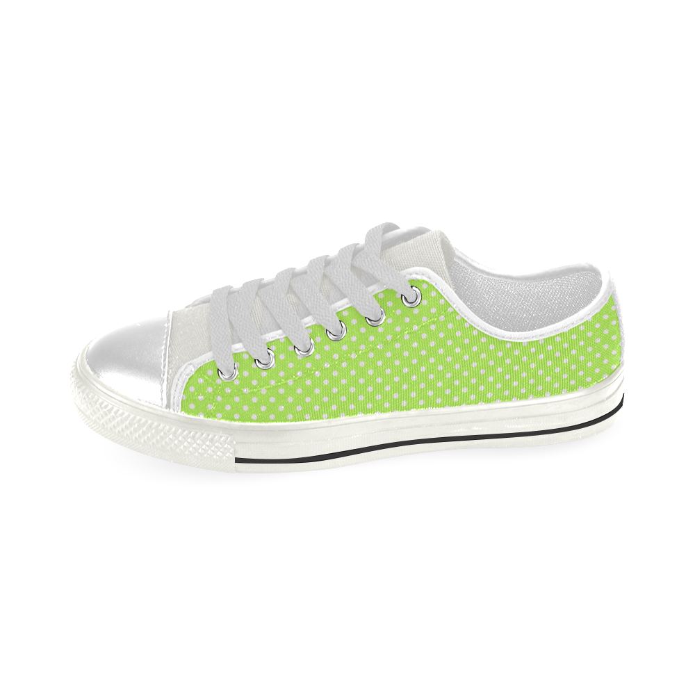 Mint green polka dots Low Top Canvas Shoes for Kid (Model 018)