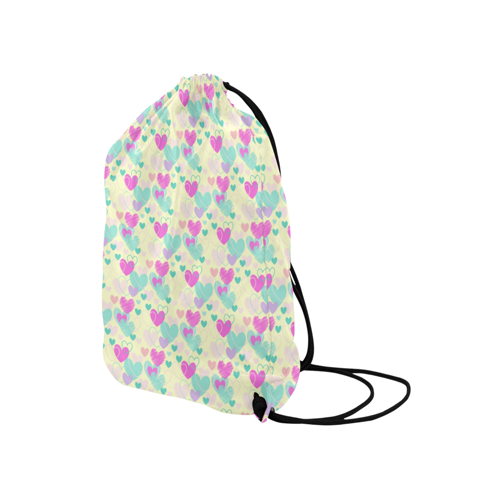 Pink Hearts Medium Drawstring Bag Model 1604 (Twin Sides) 13.8"(W) * 18.1"(H)