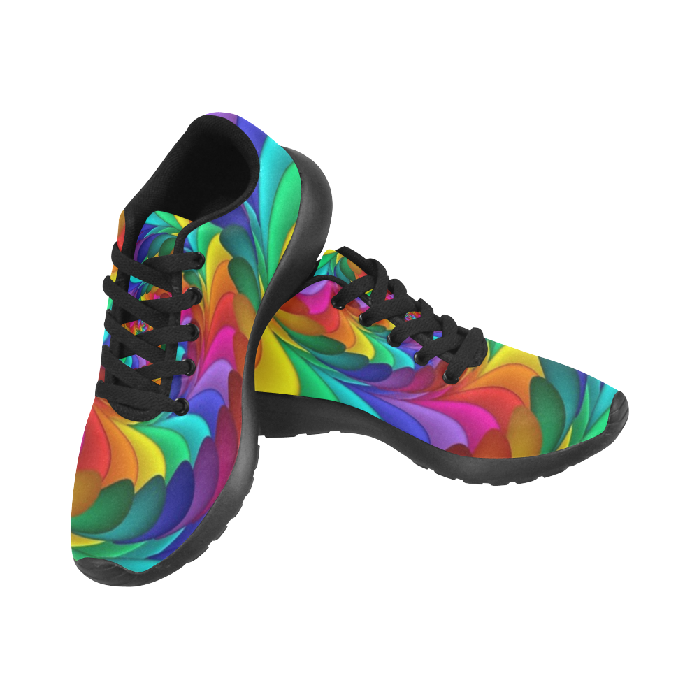 RAINBOW CANDY SWIRL Women's Running Shoes/Large Size (Model 020)