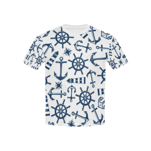 Anchor Kids' All Over Print T-Shirt with Solid Color Neck (Model T40)
