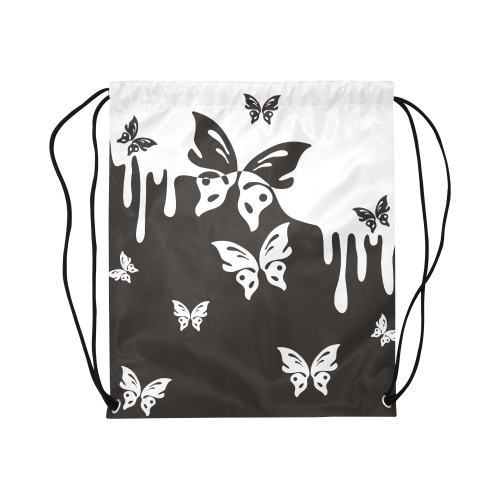 Animals Nature - Splashes Tattoos with Butterflies Large Drawstring Bag Model 1604 (Twin Sides)  16.5"(W) * 19.3"(H)