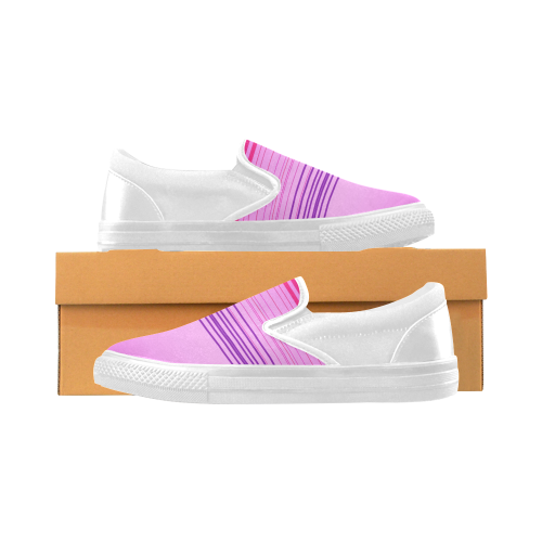 Design shoes pink - white Women's Unusual Slip-on Canvas Shoes (Model 019)