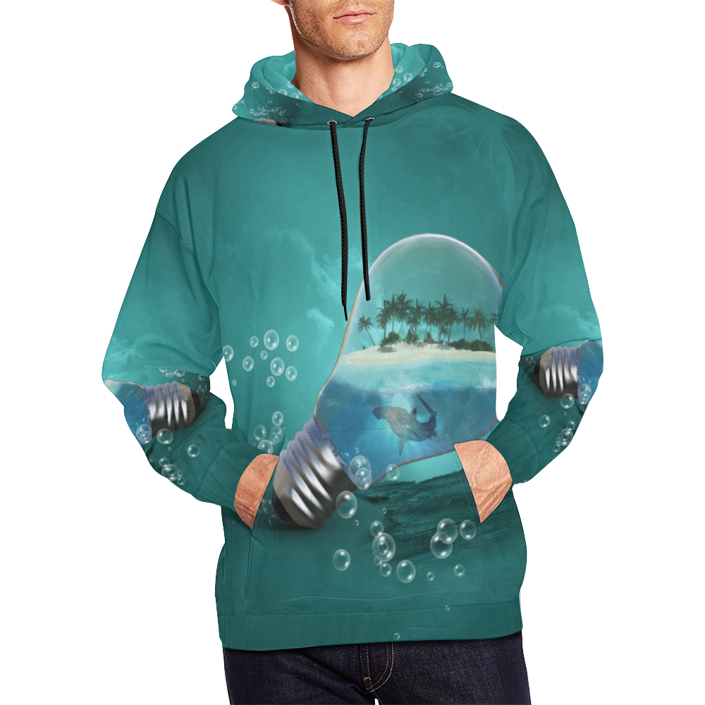 Awesome light bulb with island All Over Print Hoodie for Men (USA Size) (Model H13)