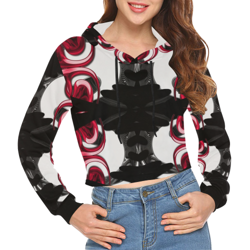 5000TRYtwo2 106 dEEP mONSTER  60 All Over Print Crop Hoodie for Women (Model H22)